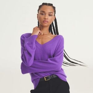 NWT NAADAM Signature Cashmere Wide Sleeve V-Neck Sweater Small